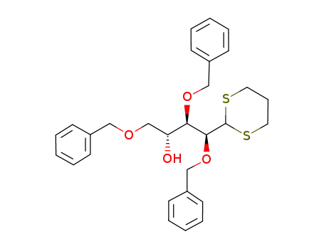 Molecular Structure of 115149-93-4 ((2R,3R,4S)-1,3,4-Tris-benzyloxy-4-[1,3]dithian-2-yl-butan-2-ol)