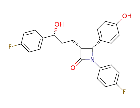 Molecular Structure of 1593542-96-1 ((3R,4R)-1-(4-fluorophenyl)-3-((R)-3-(4-fluorophenyl)-3-hydroxypropyl)-4-(4-hydroxyphenyl)azetidin-2-one)