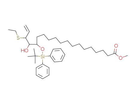 15-(tert-Butyl-diphenyl-silanyloxy)-17-ethylsulfanyl-16-hydroxy-nonadec-18-enoic acid methyl ester
