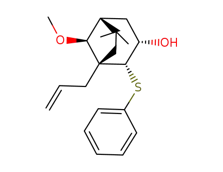 (1RS,2SR,3SR,5SR,8RS)-3-hydroxy-8-methoxy-6,6-dimethyl-2-phenylthio-1-(2-propenyl)bicyclo<3.2.1>octan-3-one