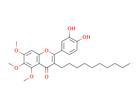 Molecular Structure of 134081-35-9 (4H-1-Benzopyran-4-one,
3-decyl-2-(3,4-dihydroxyphenyl)-5,6,7-trimethoxy-)