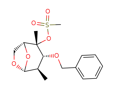 Molecular Structure of 81076-80-4 (1,6-anhydro-2-desoxy-2,4-di-C-methyl-3-O-benzyl-4-O-mesyl-β-D-galactopyranose)