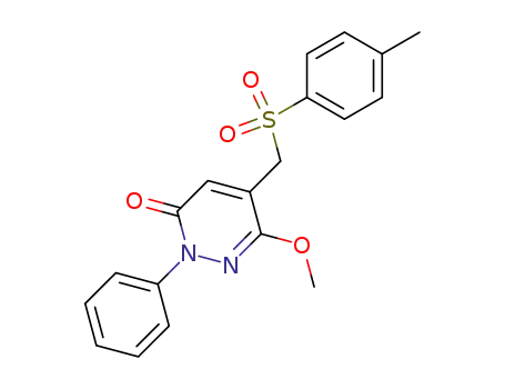 Molecular Structure of 143998-66-7 (3(2H)-Pyridazinone,6-methoxy-5-[[(4-methylphenyl)sulfonyl]methyl]-2-phenyl-)