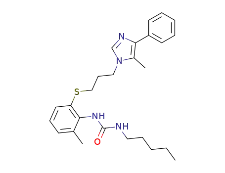 Molecular Structure of 141800-53-5 (Urea,
N-[2-methyl-6-[[3-(5-methyl-4-phenyl-1H-imidazol-1-yl)propyl]thio]phenyl
]-N'-pentyl-)