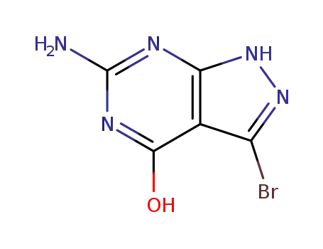 Molecular Structure of 96575-35-8 (4H-Pyrazolo[3,4-d]pyrimidin-4-one, 6-amino-3-bromo-1,5-dihydro-)