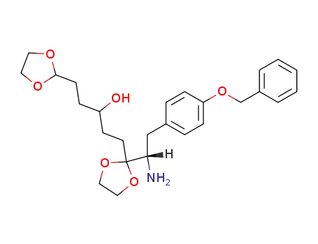 Molecular Structure of 88036-19-5 (1,3-Dioxolane-2-propanol,
2-[1-amino-2-[4-(phenylmethoxy)phenyl]ethyl]-a-[2-(1,3-dioxolan-2-yl)eth
yl]-)