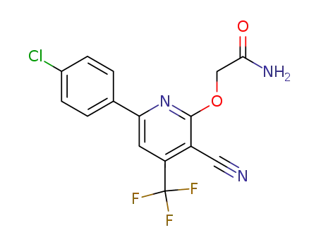 Molecular Structure of 155635-60-2 (2-[6-(4-Chloro-phenyl)-3-cyano-4-trifluoromethyl-pyridin-2-yloxy]-acetamide)