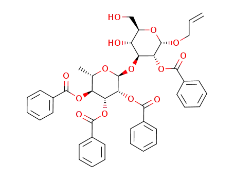 Molecular Structure of 161423-96-7 (allyl 2-O-benzoyl-3-O-(2,3,4-tri-O-benzoyl-α-L-rhamnopyranosyl)-α-D-glucopyranoside)