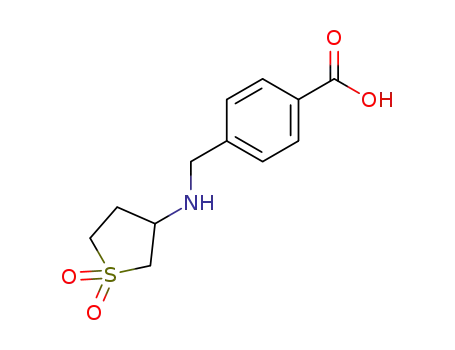 Molecular Structure of 170938-29-1 (4-[(1,1-DIOXO-TETRAHYDRO-1-THIOPHEN-3-YLAMINO)-METHYL]-BENZOIC ACID)