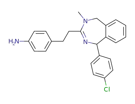Molecular Structure of 158424-93-2 (Benzenamine,
4-[2-[1-(4-chlorophenyl)-4,5-dihydro-4-methyl-1H-2,4-benzodiazepin-3-
yl]ethyl]-)
