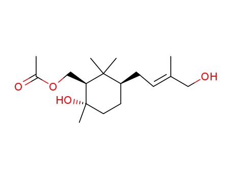 Molecular Structure of 128806-62-2 (2-r-acetoxymethyl-1,3,3-trimethyl-4-c-(4-hydroxy-3-methyl-2-E-buten-1-yl)-1-t-cyclohexanol)