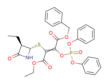 Molecular Structure of 100044-53-9 ((Z)-2-(Diphenoxy-phosphoryloxy)-3-((2S,3R)-3-ethyl-4-oxo-azetidin-2-ylsulfanyl)-but-2-enedioic acid 1-benzyl ester 4-ethyl ester)