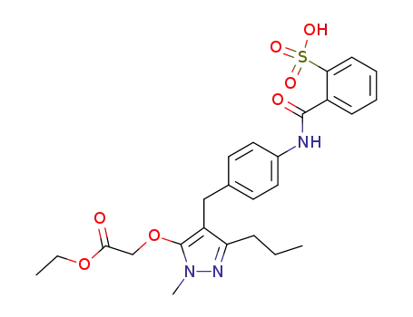 Molecular Structure of 137861-22-4 (2-<<4-<<5-<(ethoxycarbonylmethyl)oxy>-1-methyl-3-n-propylpyrazol-4-yl>methyl>phenyl>aminocarbonyl>benzenesulfonic acid)