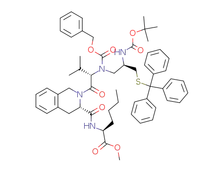 (S*,R*)-N-<<2-<N-<2-<<(1,1-dimethylethoxy)carbonyl>amino>-3-<(triphenylmethyl)thio>propyl>-N-(benzyloxycarbonyl)-L-valyl>-1,2,3,4-tetrahydro-3-isoquinolinyl>carbonyl>-L-norleucine methyl ester