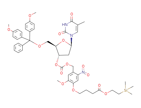 4-{4-[(2R,3S,5R)-2-[Bis-(4-methoxy-phenyl)-phenyl-methoxymethyl]-5-(5-methyl-2,4-dioxo-3,4-dihydro-2H-pyrimidin-1-yl)-tetrahydro-furan-3-yloxycarbonyloxymethyl]-2-methoxy-5-nitro-phenoxy}-butyric acid 2-trimethylsilanyl-ethyl ester