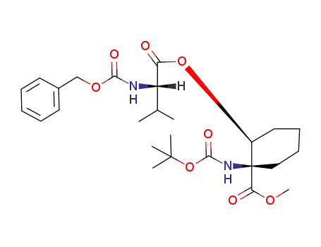 Molecular Structure of 209127-52-6 ((1R,2S)-2-((S)-2-Benzyloxycarbonylamino-3-methyl-butyryloxy)-1-tert-butoxycarbonylamino-cyclohexanecarboxylic acid methyl ester)