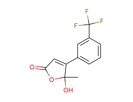Molecular Structure of 185557-07-7 (2(5H)-Furanone, 5-hydroxy-5-methyl-4-[3-(trifluoromethyl)phenyl]-)