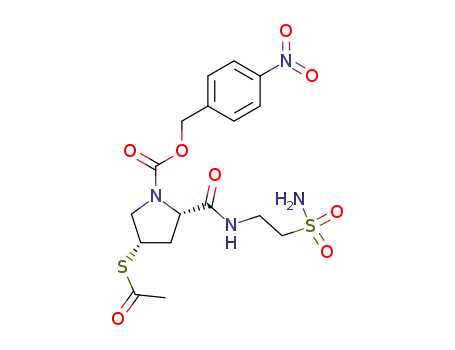 Molecular Structure of 212608-03-2 ((2S,4S)-4-Acetylsulfanyl-2-(2-sulfamoyl-ethylcarbamoyl)-pyrrolidine-1-carboxylic acid 4-nitro-benzyl ester)