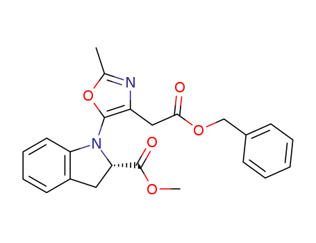 Molecular Structure of 160726-12-5 ((S)-1-(4-Benzyloxycarbonylmethyl-2-methyl-oxazol-5-yl)-2,3-dihydro-1H-indole-2-carboxylic acid methyl ester)