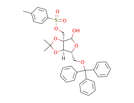 2,3-O-isopropylidene-2-C-tosyloxymethyl-5-O-trityl-α,β-D-ribofuranose