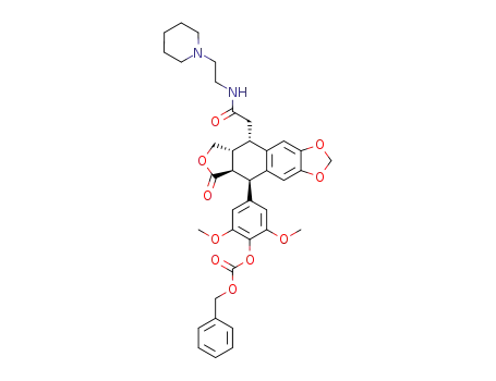 Carbonic acid benzyl ester 2,6-dimethoxy-4-{(5R,5aR,8aR,9S)-6-oxo-9-[(2-piperidin-1-yl-ethylcarbamoyl)-methyl]-5,5a,6,8,8a,9-hexahydro-furo[3',4':6,7]naphtho[2,3-d][1,3]dioxol-5-yl}-phenyl ester