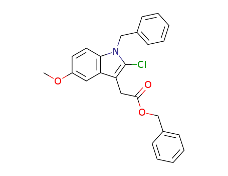Molecular Structure of 163734-88-1 (1H-Indole-3-acetic acid, 2-chloro-5-methoxy-1-(phenylmethyl)-,
phenylmethyl ester)