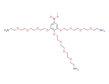 Molecular Structure of 168640-85-5 (3,4,5-Tris-(2-{2-[2-(2-amino-ethoxy)-ethoxy]-ethoxy}-ethoxy)-benzoic acid methyl ester)