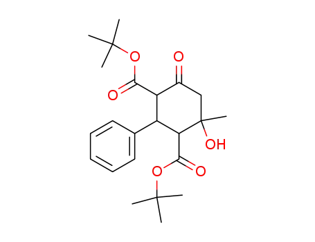 Molecular Structure of 96268-73-4 (di(tert-butyl) 4-hydroxy-4-methyl-6-oxo-2-phenyl-1,3-cyclohexanedicarboxylate)