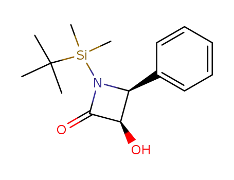 Molecular Structure of 182155-24-4 ((3R,4S)-1-(tert-Butyl-dimethyl-silanyl)-3-hydroxy-4-phenyl-azetidin-2-one)