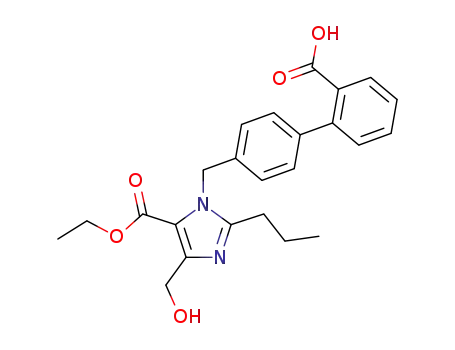 Molecular Structure of 154237-91-9 (3-(2'-Carboxy-biphenyl-4-ylmethyl)-5-hydroxymethyl-2-propyl-3H-imidazole-4-carboxylic acid ethyl ester)