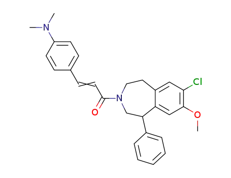 Molecular Structure of 179694-21-4 ((E)-1-(7-Chloro-8-methoxy-1-phenyl-1,2,4,5-tetrahydro-benzo[d]azepin-3-yl)-3-(4-dimethylamino-phenyl)-propenone)
