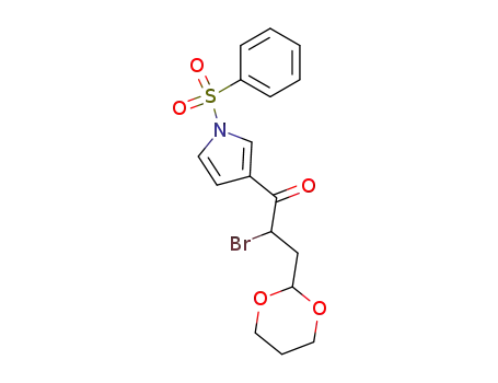 Molecular Structure of 162935-37-7 (3-<2-bromo-3-(1,3-dioxan-2-yl)-1-oxopropyl>-1-(phenylsulfonyl)-1H-pyrrole)