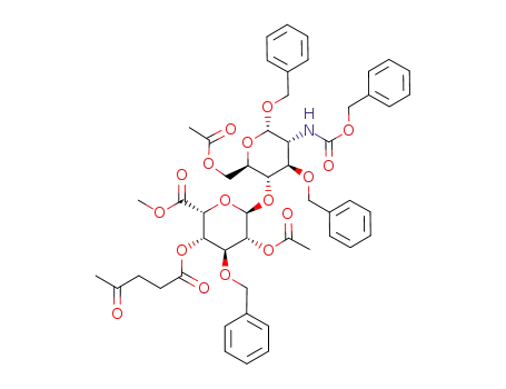 benzyl 6-O-acetyl-3-O-benzyl-2-<(benzyloxycarbonyl)amino>-2-deoxy-4-O-(methyl 2-O-acetyl-3-O-benzyl-4-O-levulinoyl-α-L-idopyranosyluronate)-α-D-glucopyranoside