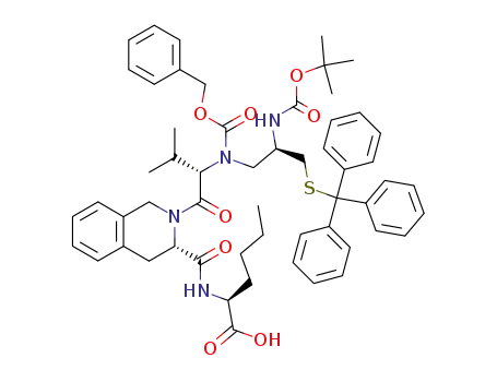 (S*,R*)-N-<<2-<N-<2-<<(1,1-dimethylethoxy)carbonyl>amino>-3-<(triphenylmethyl)thio>propyl>-N-(benzyloxycarbonyl)-L-valyl>-1,2,3,4-tetrahydro-3-isoquinolinyl>carbonyl>-L-norleucine