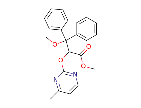 Molecular Structure of 1025933-19-0 (3-Methoxy-2-(4-methyl-pyrimidin-2-yloxy)-3,3-diphenyl-propionic acid methyl ester)