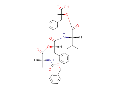 Molecular Structure of 174538-93-3 (benzyloxycarbonyl D-alanyl L-α-hydroxyhydrocinnamyl L-valyl D-α-hydroxy hydrocinnamic acid)