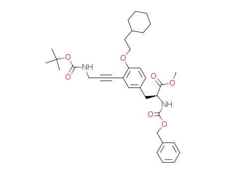 Molecular Structure of 204513-83-7 ((S)-2-Benzyloxycarbonylamino-3-[3-(3-tert-butoxycarbonylamino-prop-1-ynyl)-4-(2-cyclohexyl-ethoxy)-phenyl]-propionic acid methyl ester)