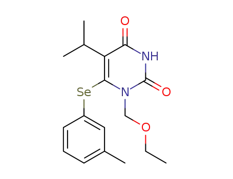 Molecular Structure of 172256-07-4 (1-(ethoxymethyl)-6-[(3-methylphenyl)selanyl]-5-(propan-2-yl)pyrimidine-2,4(1H,3H)-dione)