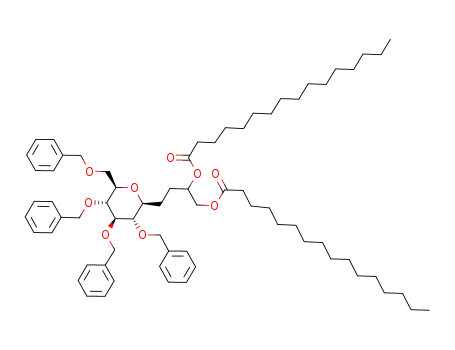 Hexadecanoic acid 1-hexadecanoyloxymethyl-3-((2S,3S,4R,5R,6R)-3,4,5-tris-benzyloxy-6-benzyloxymethyl-tetrahydro-pyran-2-yl)-propyl ester