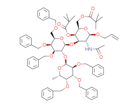 allyl 2-acetamido-2-deoxy-4,6-di-O-pivaloyl-3-O-(3,4,6-tri-O-benzyl-2-O-(2,3,4-tri-O-benzyl)-α-L-fucopyranosyl)-β-D-galactopyranosyl-β-D-galactopyranoside