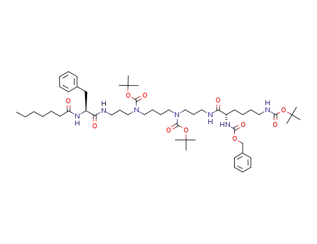 ((S)-5-Benzyloxycarbonylamino-5-{3-[tert-butoxycarbonyl-(4-{tert-butoxycarbonyl-[3-((S)-2-heptanoylamino-3-phenyl-propionylamino)-propyl]-amino}-butyl)-amino]-propylcarbamoyl}-pentyl)-carbamic acid tert-butyl ester