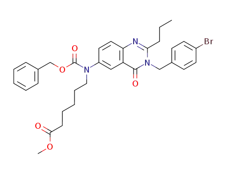6-{Benzyloxycarbonyl-[3-(4-bromo-benzyl)-4-oxo-2-propyl-3,4-dihydro-quinazolin-6-yl]-amino}-hexanoic acid methyl ester