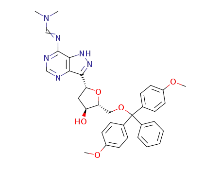N'-(3-{(2R,4S,5R)-5-[Bis-(4-methoxy-phenyl)-phenyl-methoxymethyl]-4-hydroxy-tetrahydro-furan-2-yl}-1H-pyrazolo[4,3-d]pyrimidin-7-yl)-N,N-dimethyl-formamidine