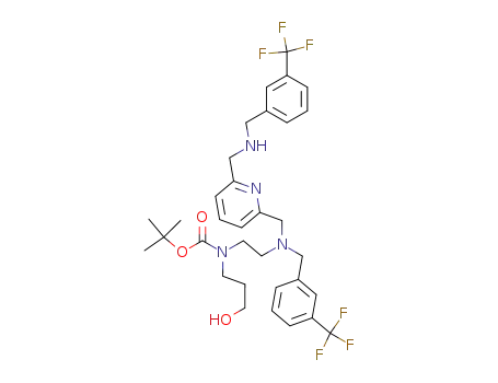 Molecular Structure of 204196-39-4 ((3-Hydroxy-propyl)-[2-((3-trifluoromethyl-benzyl)-{6-[(3-trifluoromethyl-benzylamino)-methyl]-pyridin-2-ylmethyl}-amino)-ethyl]-carbamic acid tert-butyl ester)