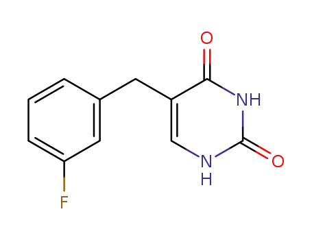 Molecular Structure of 168285-06-1 (5-(3-Fluoro-benzyl)-1H-pyrimidine-2,4-dione)