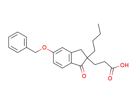 Molecular Structure of 80106-55-4 (5-benzyloxy-1-oxo-2-butyl-2-indan propionic acid)