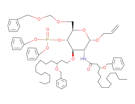 Molecular Structure of 132791-96-9 (allyl 6-O-benzyloxymethyl-2-<(3R)-3-(benzyloxy)tetradecanamido>-3-O-<(3R)-3-(benzyloxy)tetradecanyl>-2-deoxy-4-O-diphenylphosphono-α-D-glucopyranoside)