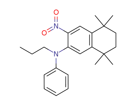Molecular Structure of 1026676-02-7 (Phenyl-propyl-(5,5,8,8-tetramethyl-3-nitro-5,6,7,8-tetrahydro-naphthalen-2-yl)-amine)