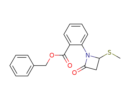 Molecular Structure of 90136-87-1 (Benzoic acid, 2-[2-(methylthio)-4-oxo-1-azetidinyl]-, phenylmethyl ester)