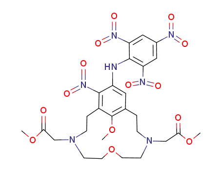 [17-Methoxy-10-methoxycarbonylmethyl-16-nitro-15-(2,4,6-trinitro-phenylamino)-7-oxa-4,10-diaza-bicyclo[11.3.1]heptadeca-1<sup>(16)</sup>,13<sup>(17)</sup>,14-trien-4-yl]-acetic acid methyl ester